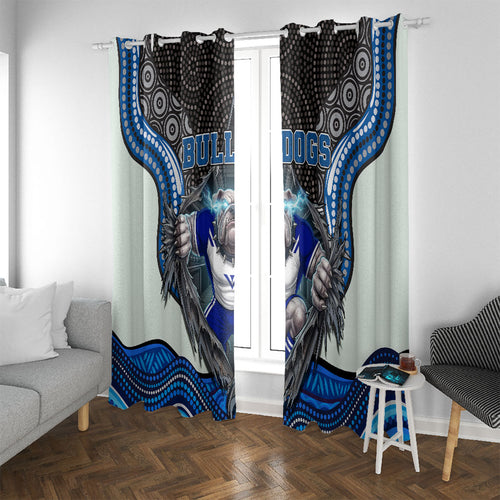 Canterbury Bankstown Bulldogs Rugby Window Curtain The Scream of Lightning Eyes - Indigenous Dot Ripping Effect