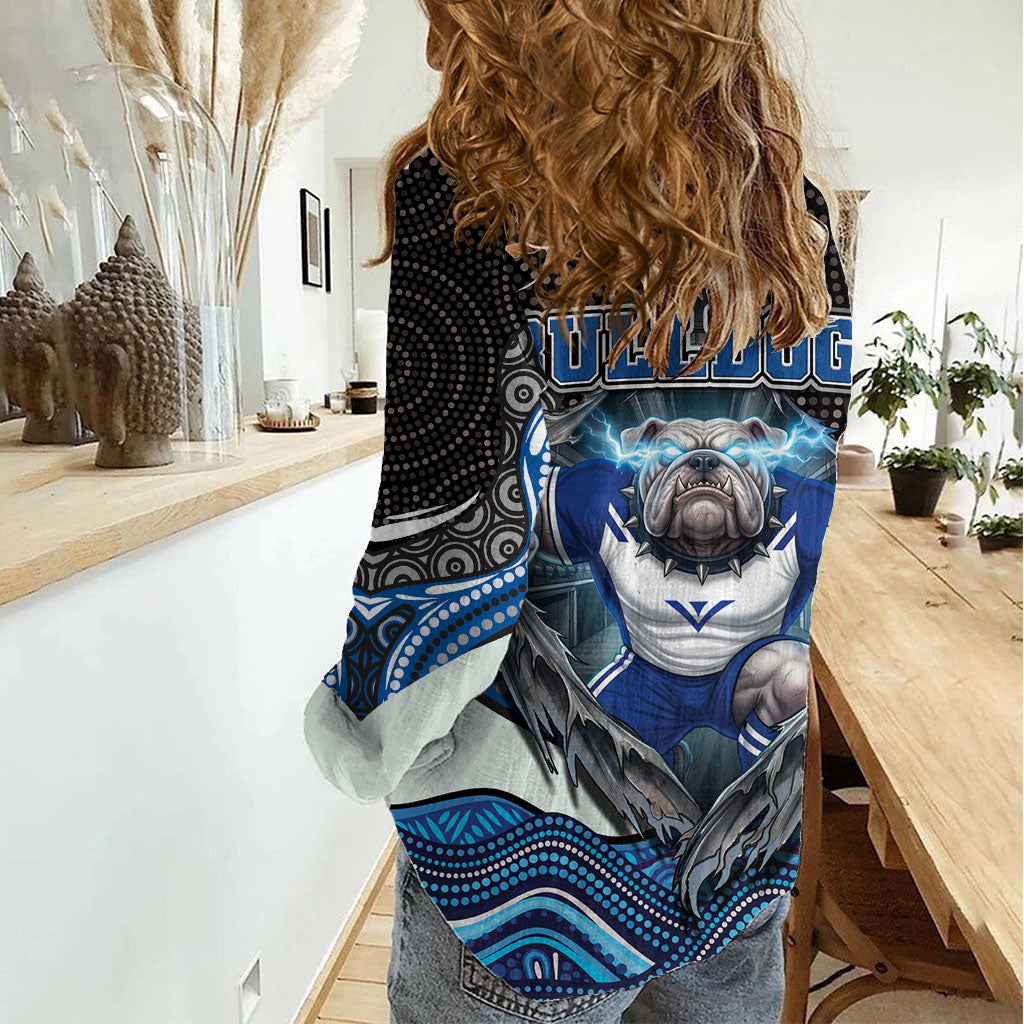 Canterbury Bankstown Bulldogs Rugby Women Casual Shirt The Scream of Lightning Eyes - Indigenous Dot Ripping Effect