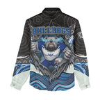Canterbury Bankstown Bulldogs Rugby Women Casual Shirt The Scream of Lightning Eyes - Indigenous Dot Ripping Effect