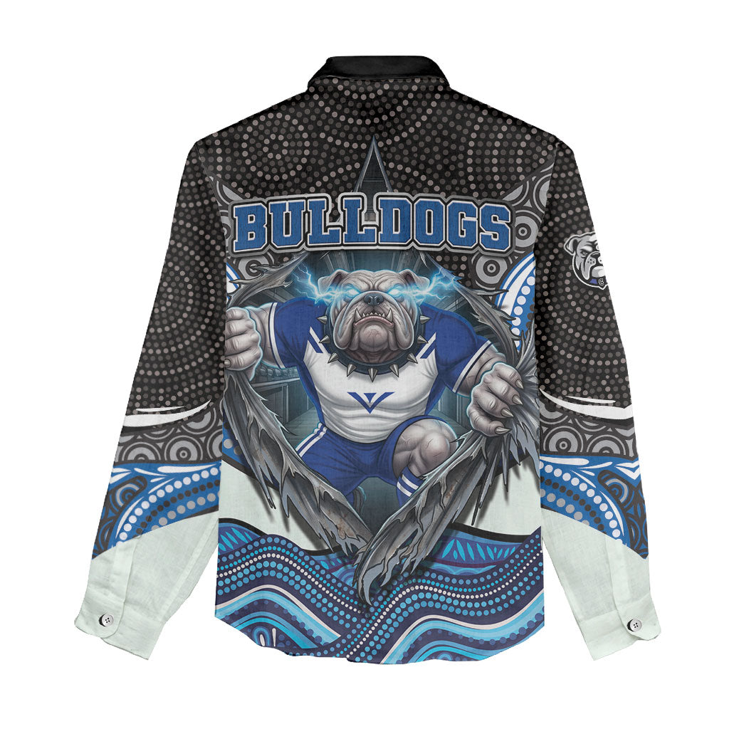 Canterbury Bankstown Bulldogs Rugby Women Casual Shirt The Scream of Lightning Eyes - Indigenous Dot Ripping Effect