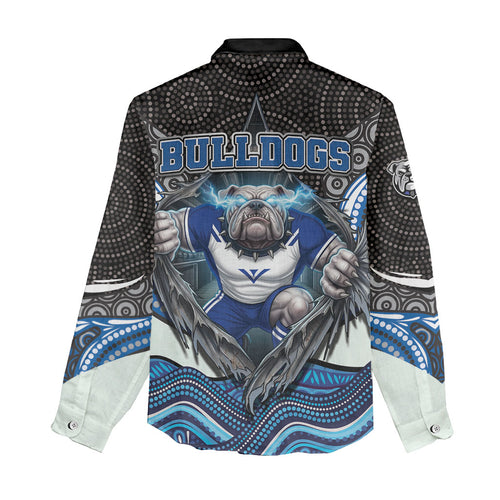 Canterbury Bankstown Bulldogs Rugby Women Casual Shirt The Scream of Lightning Eyes - Indigenous Dot Ripping Effect