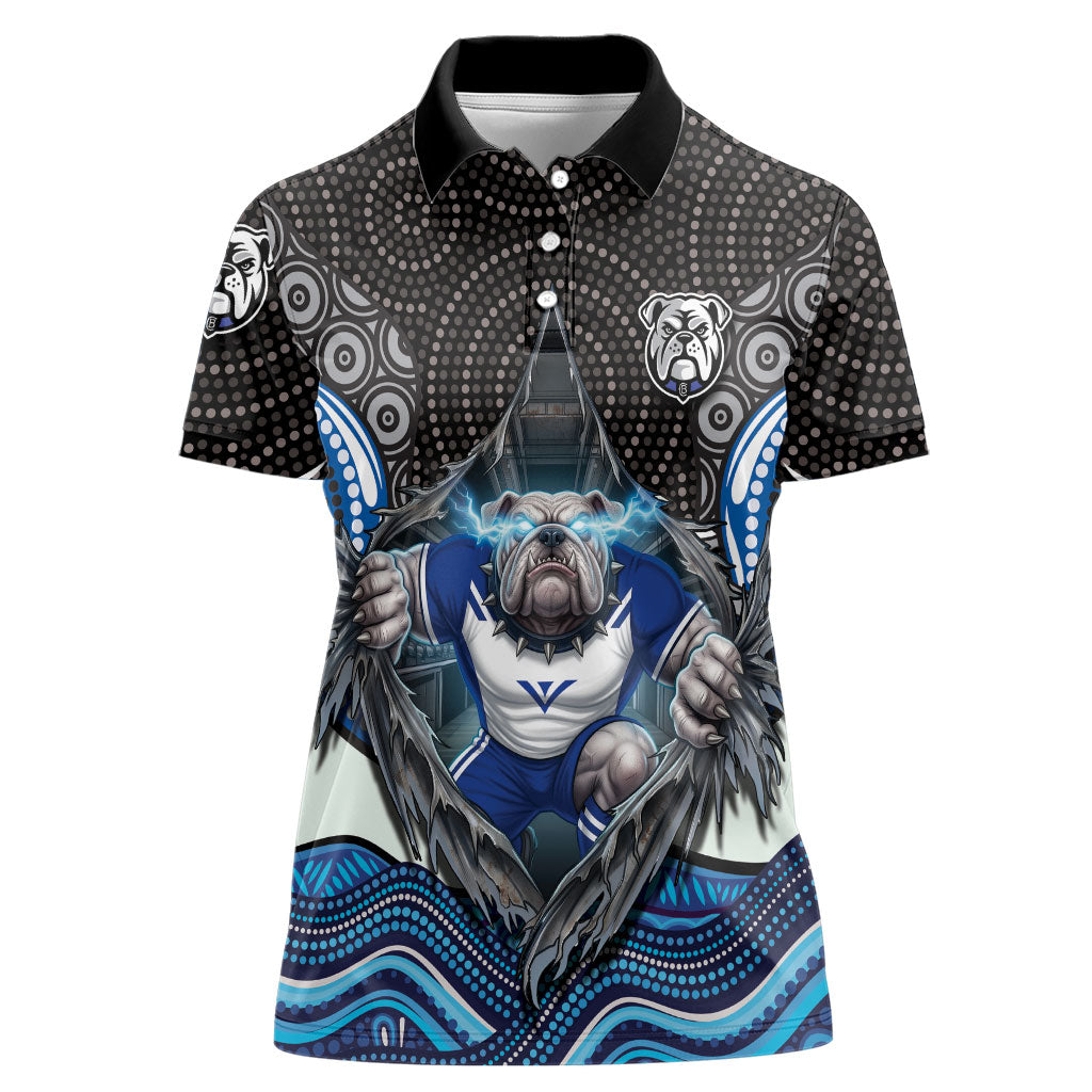 Canterbury Bankstown Bulldogs Rugby Women Polo Shirt The Scream of Lightning Eyes - Indigenous Dot Ripping Effect