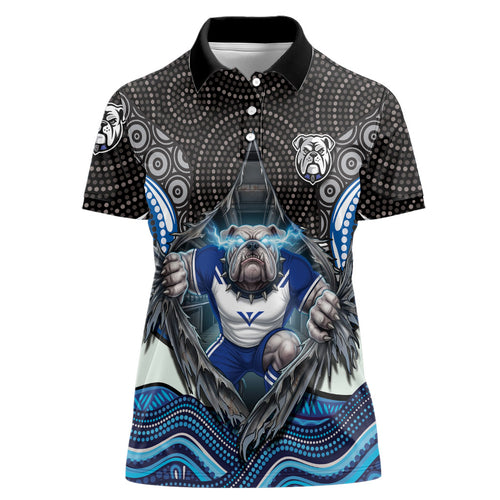 Canterbury Bankstown Bulldogs Rugby Women Polo Shirt The Scream of Lightning Eyes - Indigenous Dot Ripping Effect
