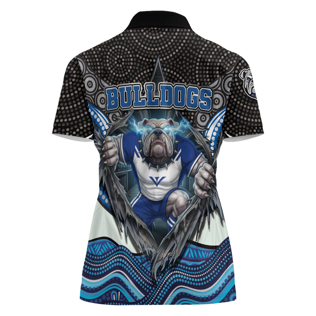 Canterbury Bankstown Bulldogs Rugby Women Polo Shirt The Scream of Lightning Eyes - Indigenous Dot Ripping Effect