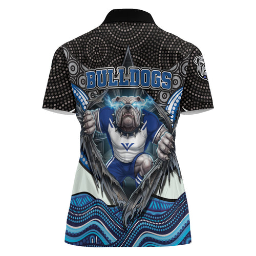 Canterbury Bankstown Bulldogs Rugby Women Polo Shirt The Scream of Lightning Eyes - Indigenous Dot Ripping Effect