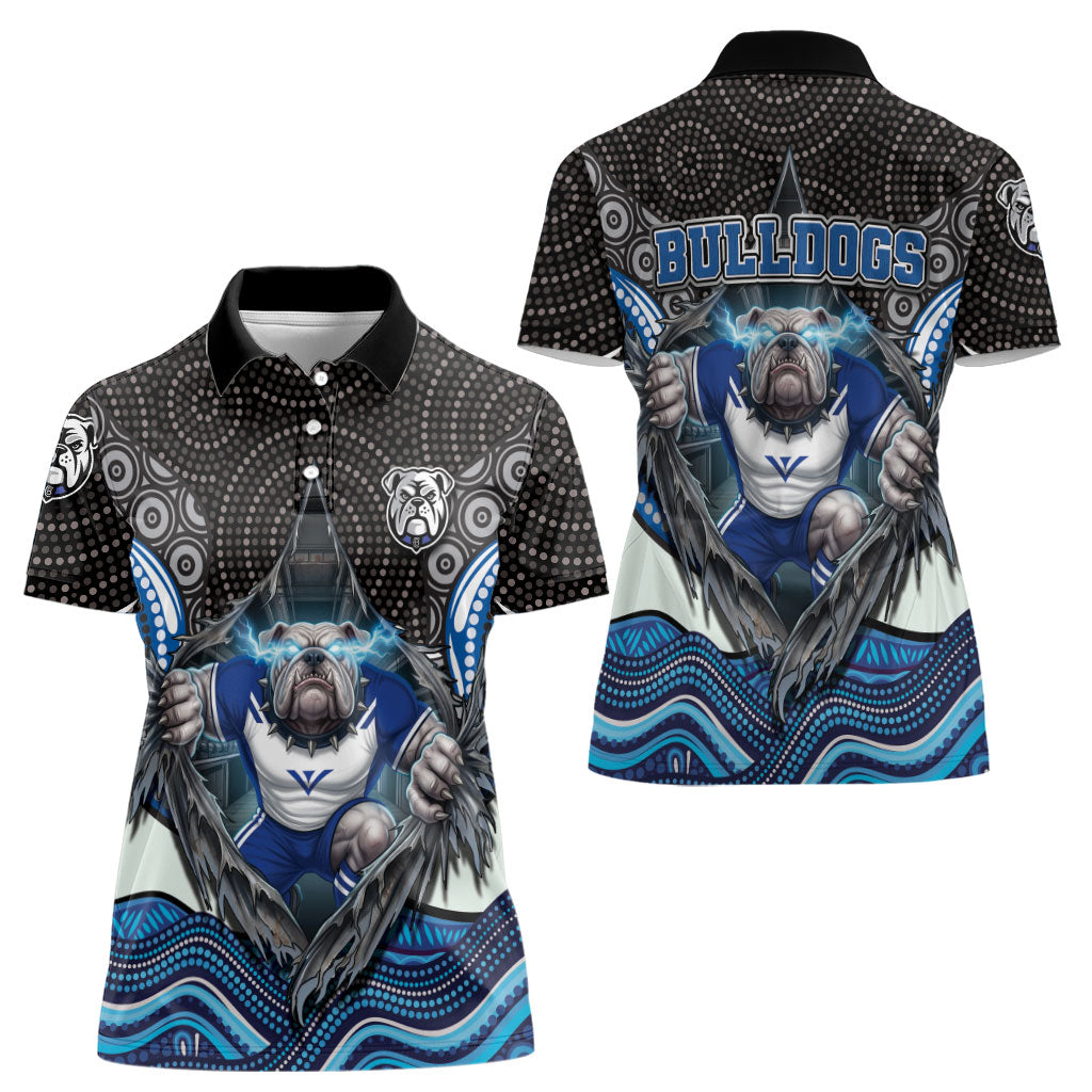 Canterbury Bankstown Bulldogs Rugby Women Polo Shirt The Scream of Lightning Eyes - Indigenous Dot Ripping Effect