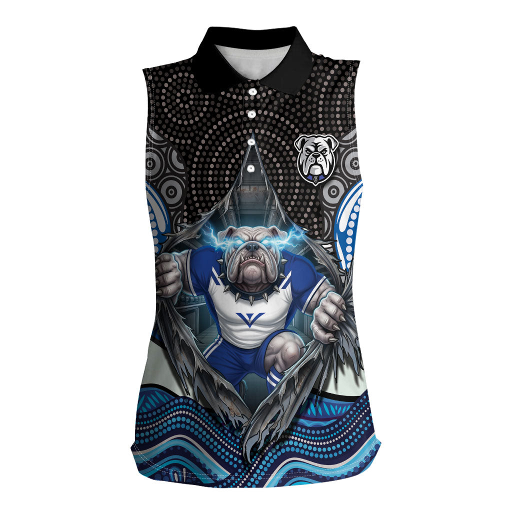 Canterbury Bankstown Bulldogs Rugby Women Sleeveless Polo Shirt The Scream of Lightning Eyes - Indigenous Dot Ripping Effect
