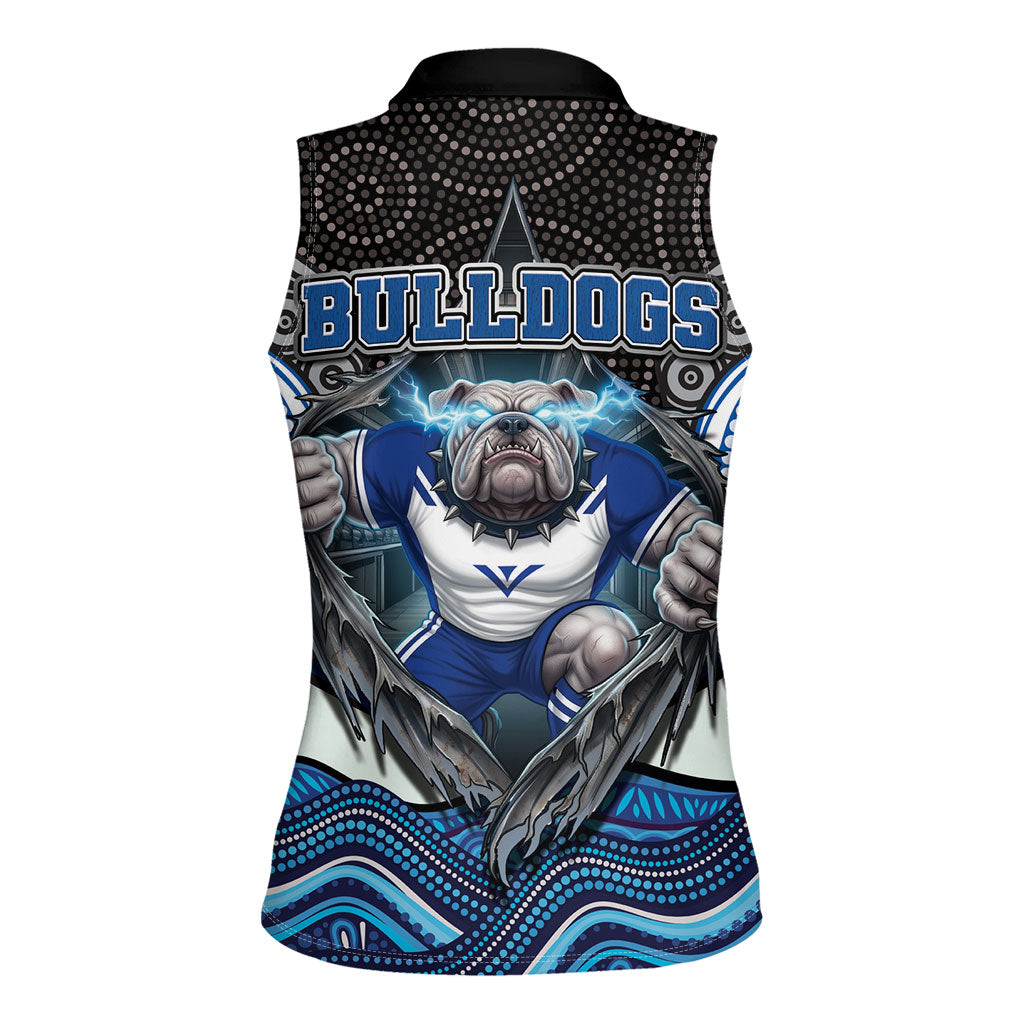 Canterbury Bankstown Bulldogs Rugby Women Sleeveless Polo Shirt The Scream of Lightning Eyes - Indigenous Dot Ripping Effect