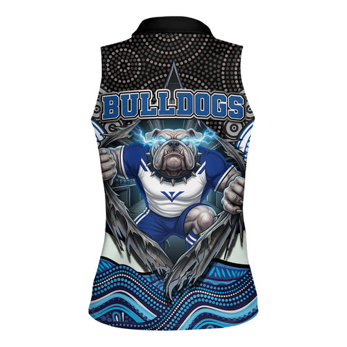 Canterbury Bankstown Bulldogs Rugby Women Sleeveless Polo Shirt The Scream of Lightning Eyes - Indigenous Dot Ripping Effect