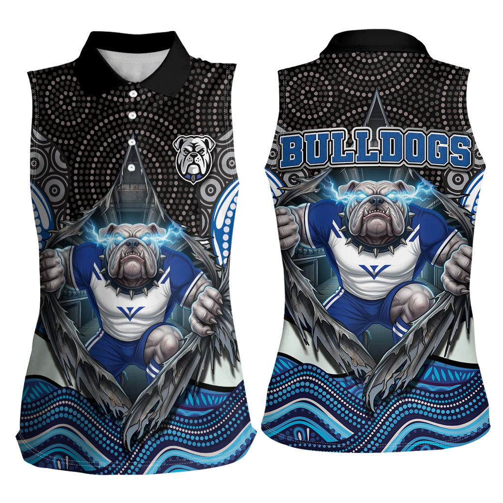 Canterbury Bankstown Bulldogs Rugby Women Sleeveless Polo Shirt The Scream of Lightning Eyes - Indigenous Dot Ripping Effect