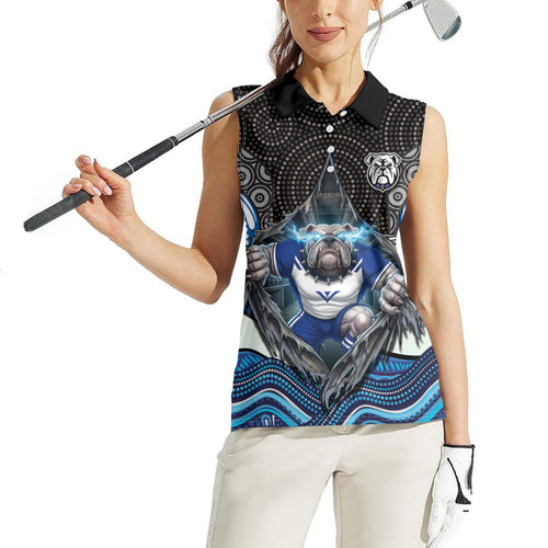 Canterbury Bankstown Bulldogs Rugby Women Sleeveless Polo Shirt The Scream of Lightning Eyes - Indigenous Dot Ripping Effect