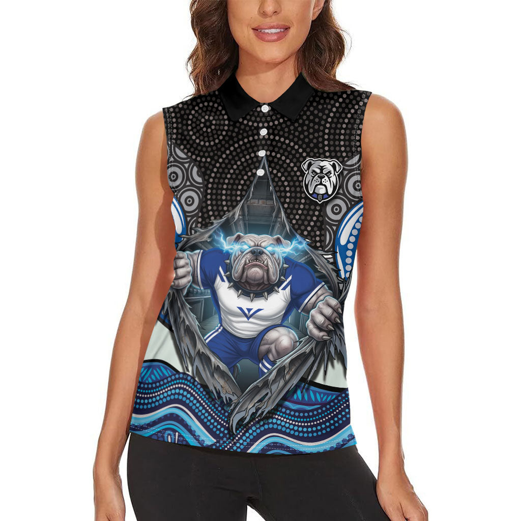 Canterbury Bankstown Bulldogs Rugby Women Sleeveless Polo Shirt The Scream of Lightning Eyes - Indigenous Dot Ripping Effect