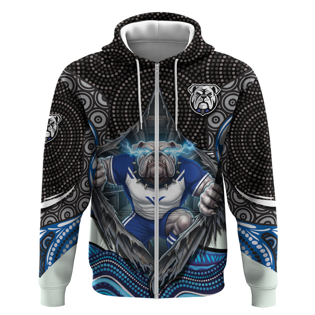 Canterbury Bankstown Bulldogs Rugby Zip Hoodie The Scream of Lightning Eyes - Indigenous Dot Ripping Effect