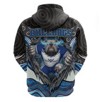 Canterbury Bankstown Bulldogs Rugby Zip Hoodie The Scream of Lightning Eyes - Indigenous Dot Ripping Effect