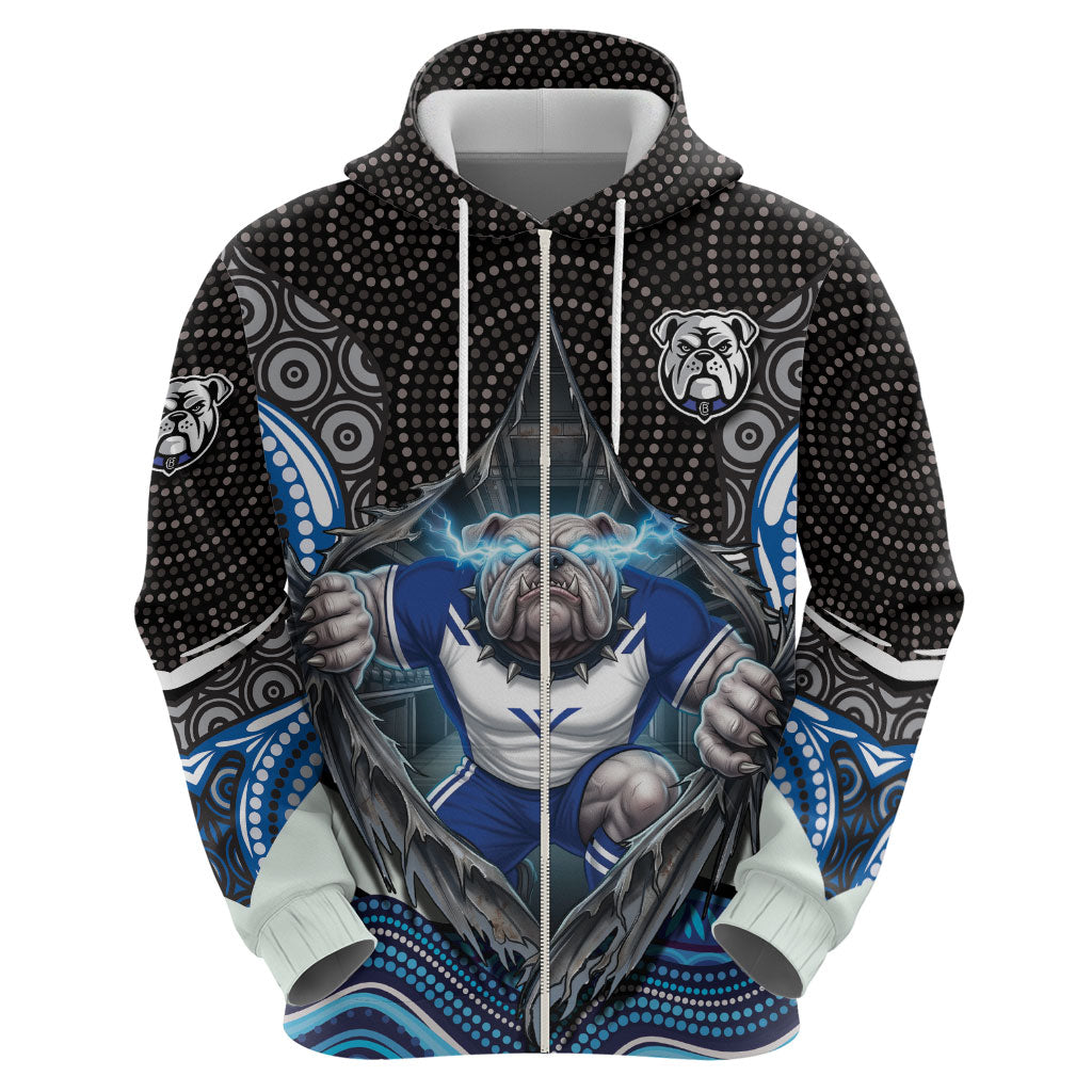 Canterbury Bankstown Bulldogs Rugby Zip Hoodie The Scream of Lightning Eyes - Indigenous Dot Ripping Effect