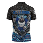 Canterbury Bankstown Bulldogs Rugby Zipper Polo Shirt The Scream of Lightning Eyes - Indigenous Dot Ripping Effect