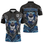 Canterbury Bankstown Bulldogs Rugby Zipper Polo Shirt The Scream of Lightning Eyes - Indigenous Dot Ripping Effect