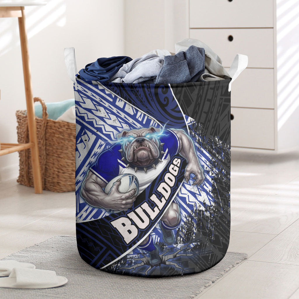 Bulldogs Rugby Laundry Basket Tribal Polynesian Power Art - Lightning Mascot