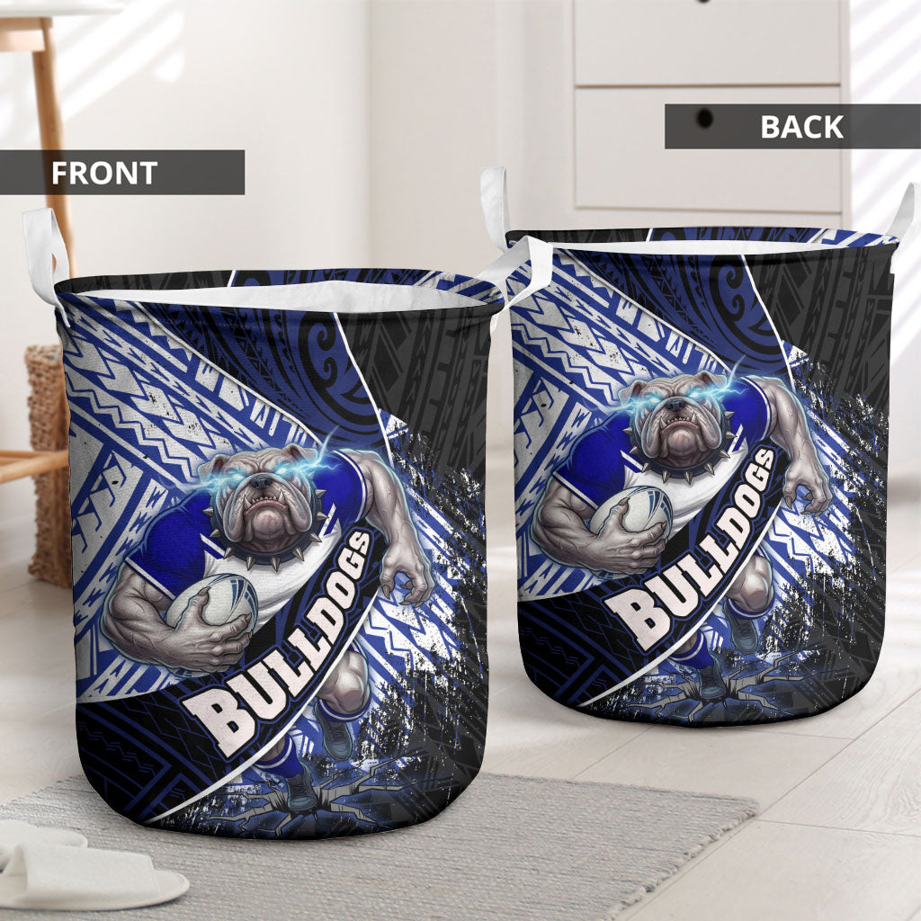 Bulldogs Rugby Laundry Basket Tribal Polynesian Power Art - Lightning Mascot