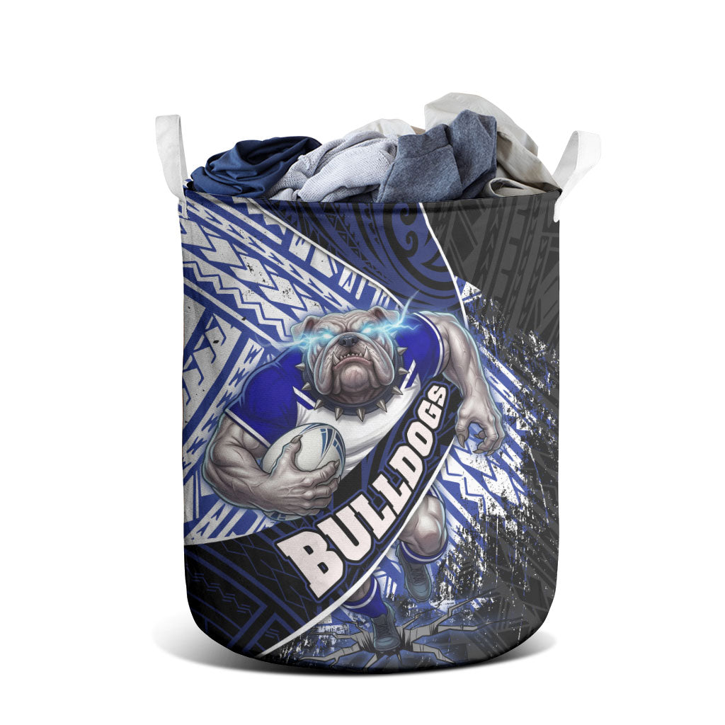 Bulldogs Rugby Laundry Basket Tribal Polynesian Power Art - Lightning Mascot