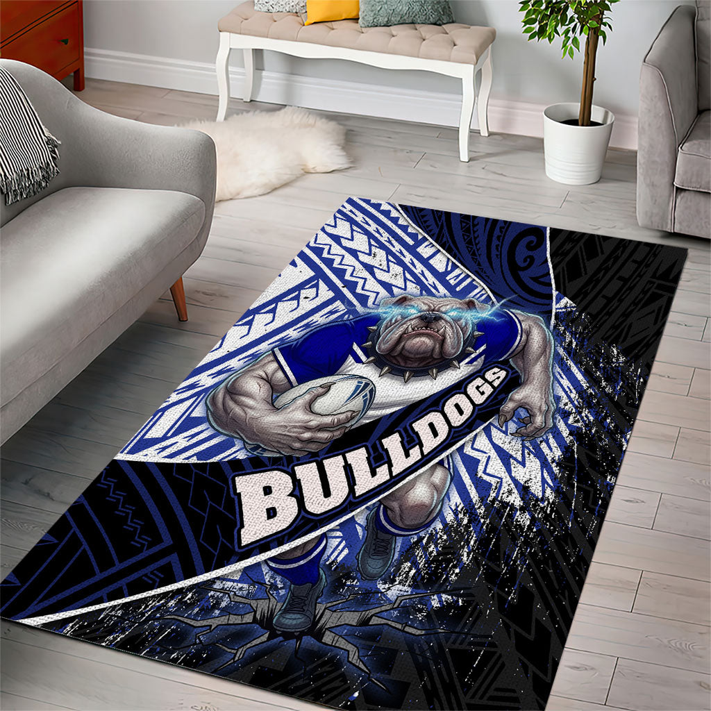 Bulldogs Rugby Area Rug Tribal Polynesian Power Art - Lightning Mascot