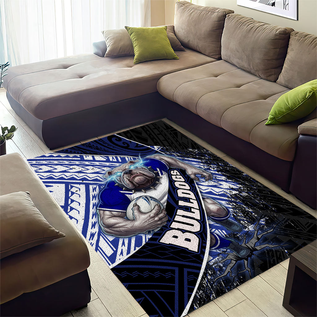 Bulldogs Rugby Area Rug Tribal Polynesian Power Art - Lightning Mascot