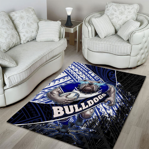 Bulldogs Rugby Area Rug Tribal Polynesian Power Art - Lightning Mascot