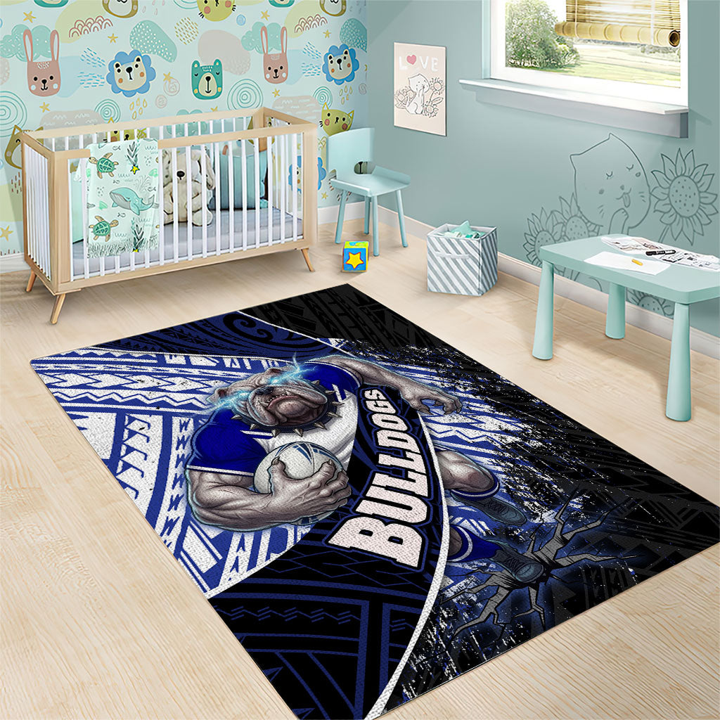 Bulldogs Rugby Area Rug Tribal Polynesian Power Art - Lightning Mascot