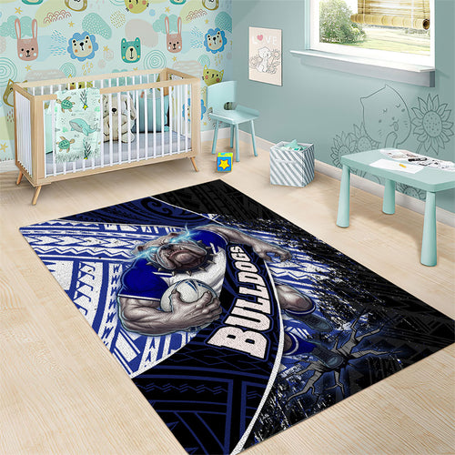 Bulldogs Rugby Area Rug Tribal Polynesian Power Art - Lightning Mascot