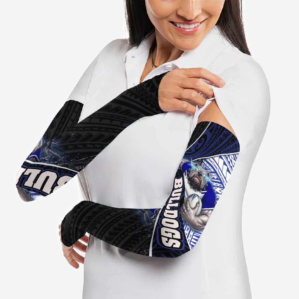 Bulldogs Rugby Arm Sleeves Tribal Polynesian Power Art - Lightning Mascot