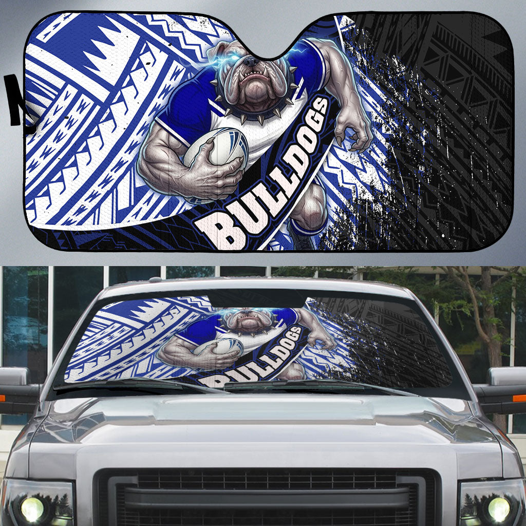 Bulldogs Rugby Auto Sun Shade Tribal Polynesian Power Art - Lightning Mascot