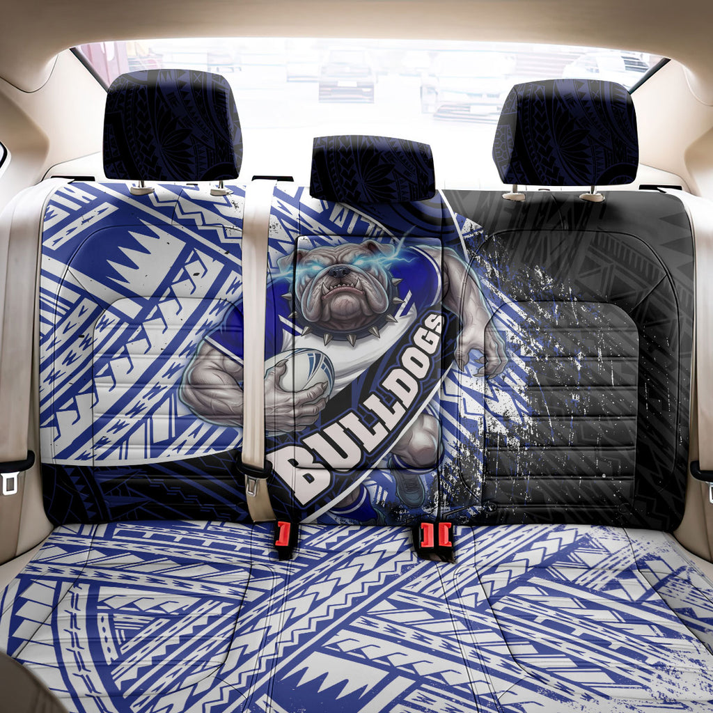 Bulldogs Rugby Back Car Seat Cover Tribal Polynesian Power Art - Lightning Mascot