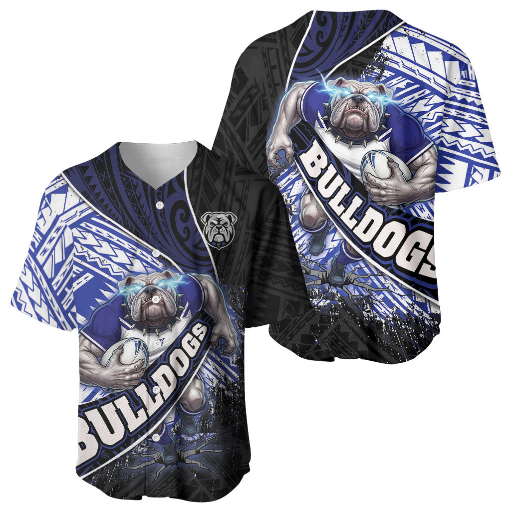 Bulldogs Rugby Baseball Jersey Tribal Polynesian Power Art - Lightning Mascot