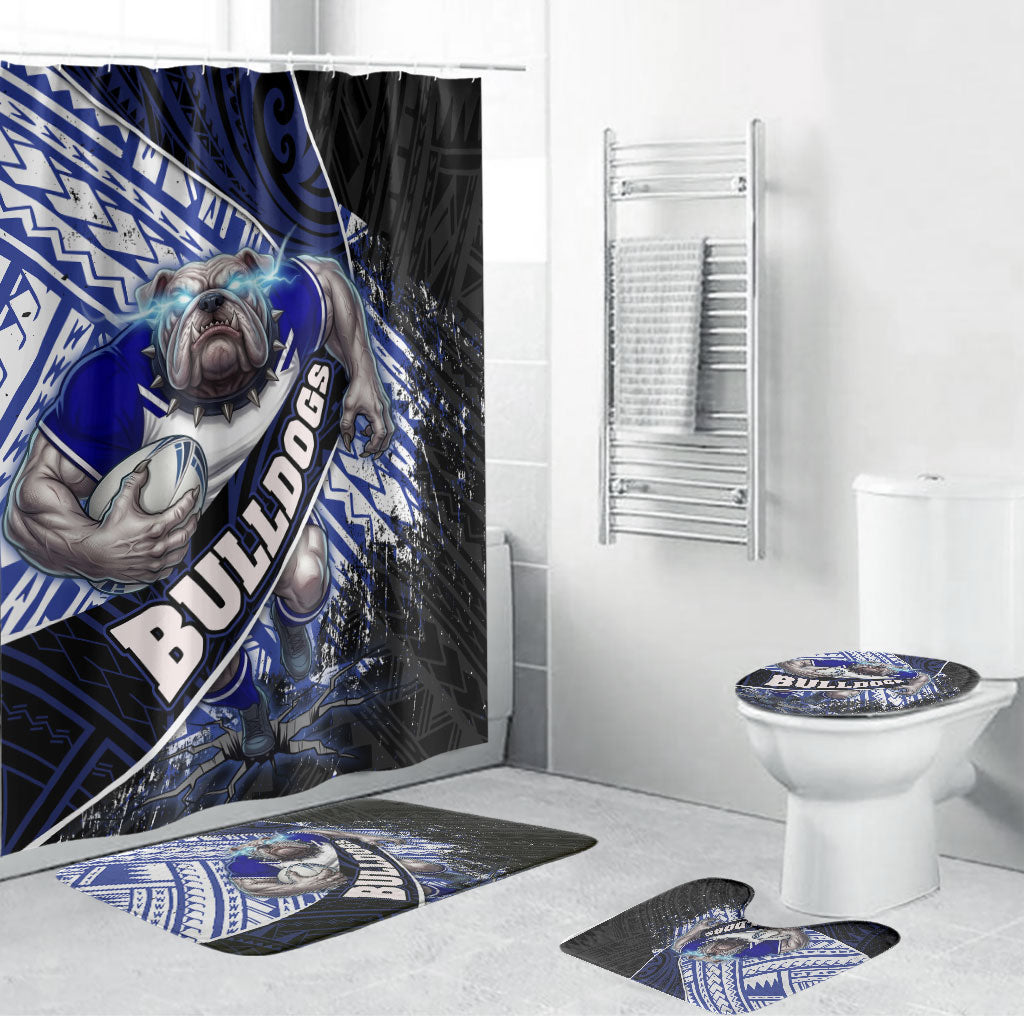 Bulldogs Rugby Bathroom Set Tribal Polynesian Power Art - Lightning Mascot