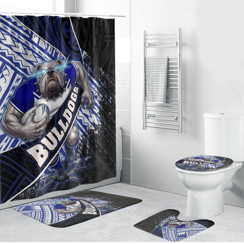 Bulldogs Rugby Bathroom Set Tribal Polynesian Power Art - Lightning Mascot