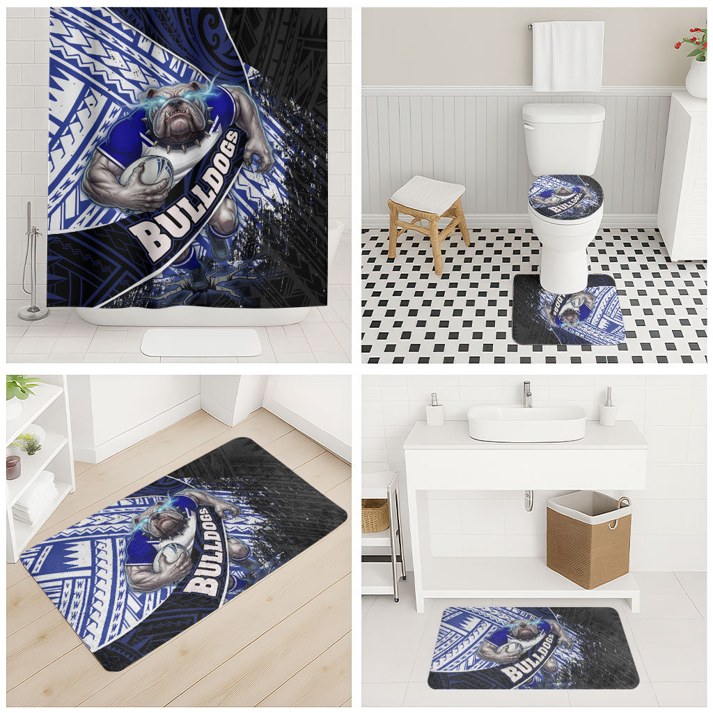 Bulldogs Rugby Bathroom Set Tribal Polynesian Power Art - Lightning Mascot