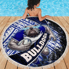 Bulldogs Rugby Beach Blanket Tribal Polynesian Power Art - Lightning Mascot