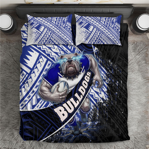 Bulldogs Rugby Bedding Set Tribal Polynesian Power Art - Lightning Mascot