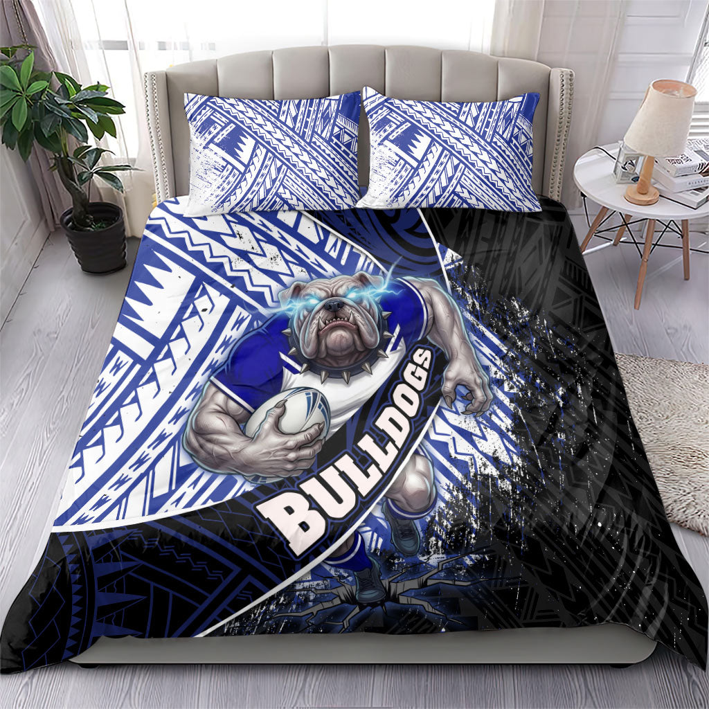 Bulldogs Rugby Bedding Set Tribal Polynesian Power Art - Lightning Mascot