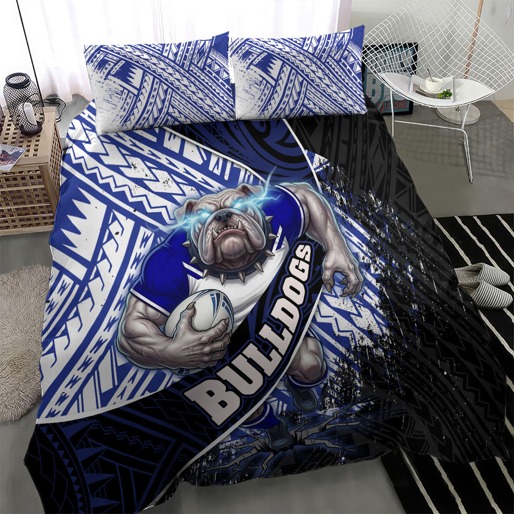 Bulldogs Rugby Bedding Set Tribal Polynesian Power Art - Lightning Mascot