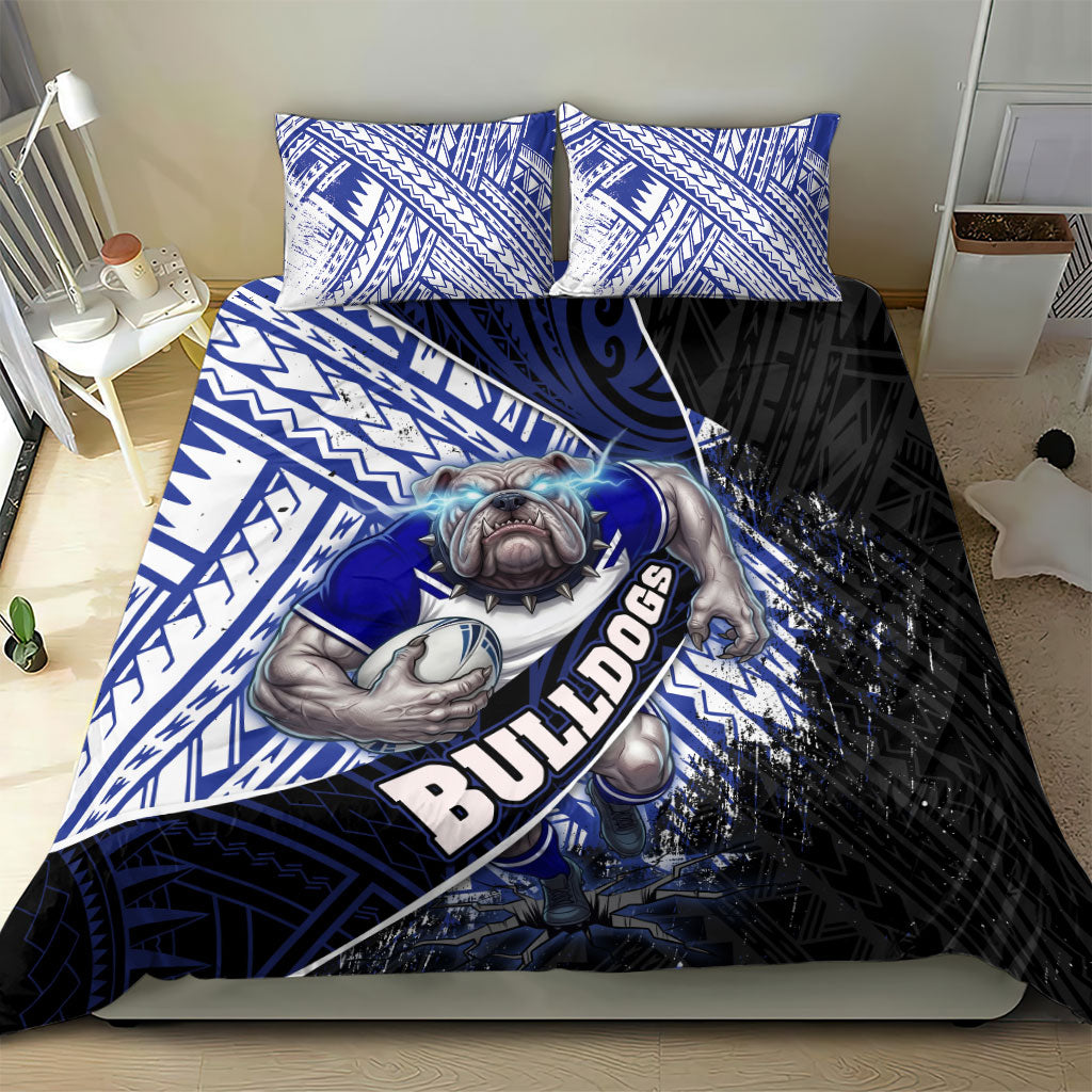Bulldogs Rugby Bedding Set Tribal Polynesian Power Art - Lightning Mascot