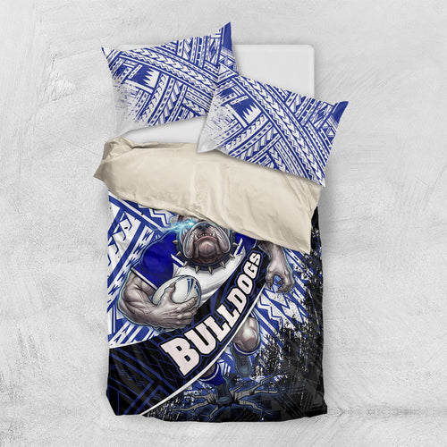 Bulldogs Rugby Bedding Set Tribal Polynesian Power Art - Lightning Mascot