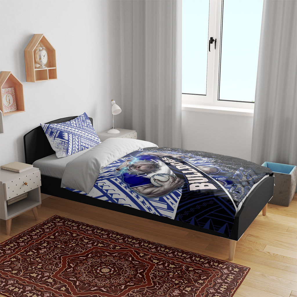 Bulldogs Rugby Bedding Set Tribal Polynesian Power Art - Lightning Mascot