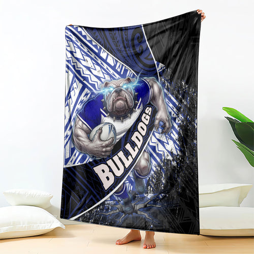 Bulldogs Rugby Blanket Tribal Polynesian Power Art - Lightning Mascot