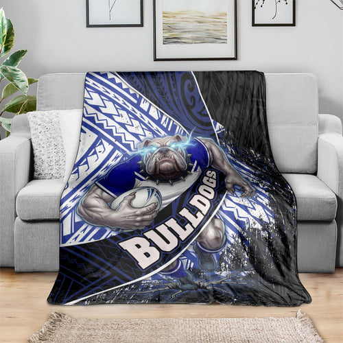 Bulldogs Rugby Blanket Tribal Polynesian Power Art - Lightning Mascot
