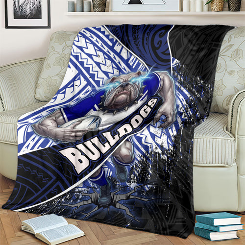 Bulldogs Rugby Blanket Tribal Polynesian Power Art - Lightning Mascot