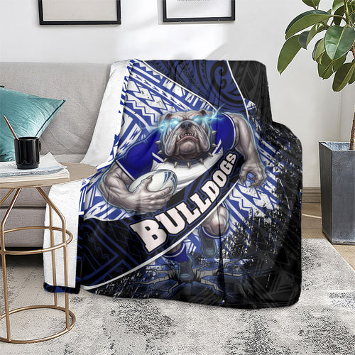 Bulldogs Rugby Blanket Tribal Polynesian Power Art - Lightning Mascot