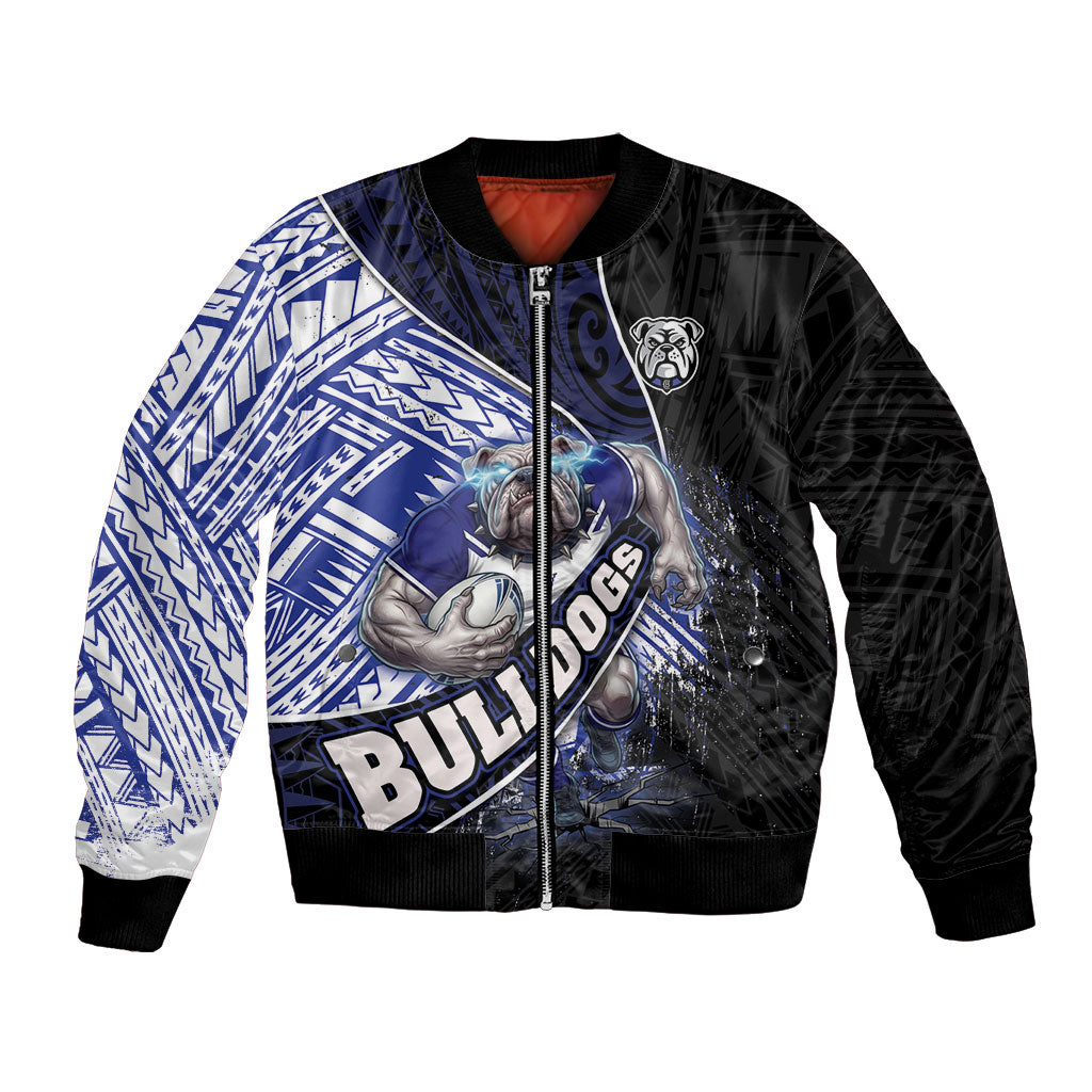 Bulldogs Rugby Bomber Jacket Tribal Polynesian Power Art - Lightning Mascot