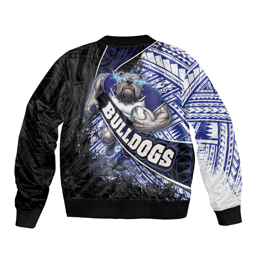 Bulldogs Rugby Bomber Jacket Tribal Polynesian Power Art - Lightning Mascot