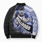 Bulldogs Rugby Bomber Puffer Jacket Tribal Polynesian Power Art - Lightning Mascot